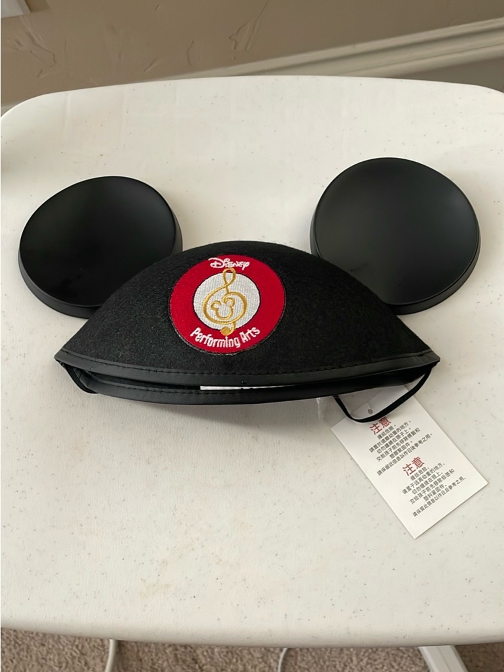 Disney Black Mickey Ear Hat with Red Performing Arts Patch